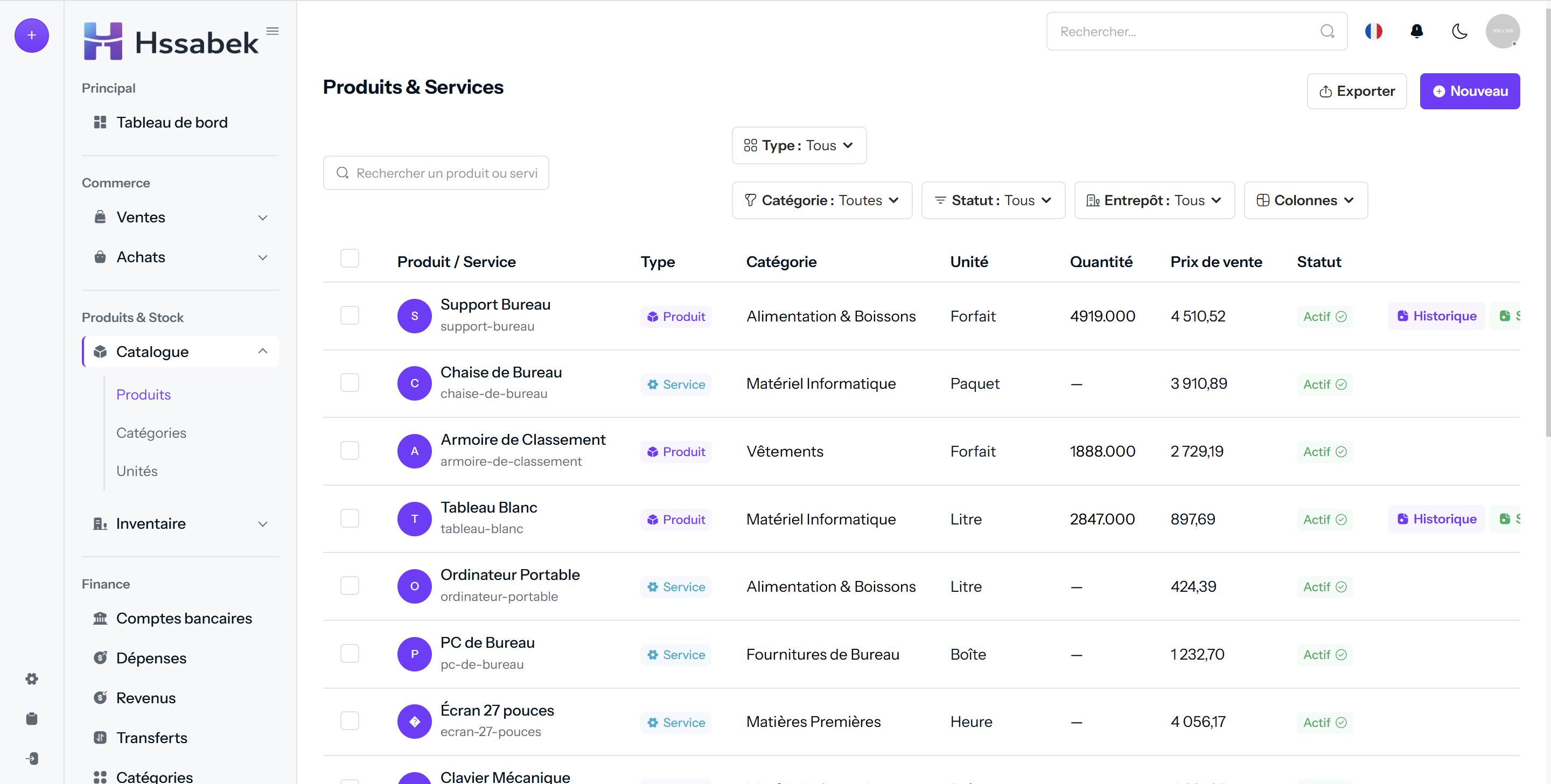 Produits et services